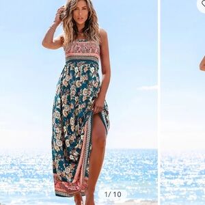 Spring Blooms floral maxi dress M